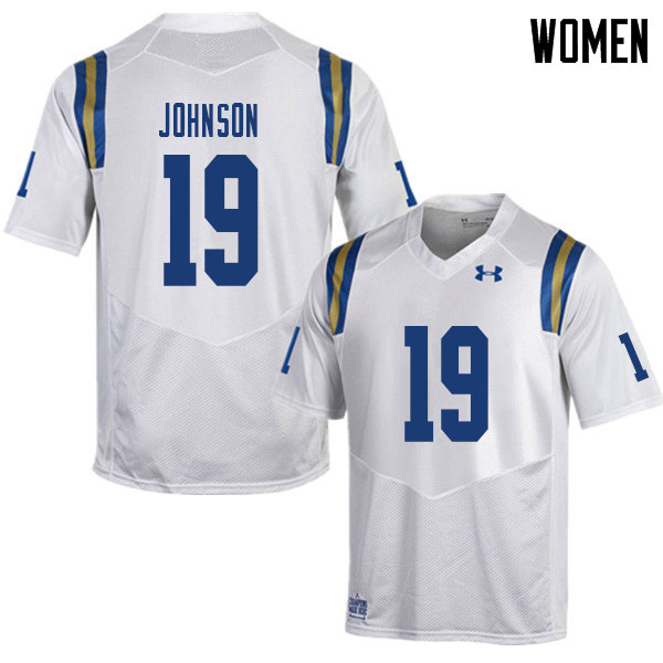 Women #19 Alex Johnson UCLA Bruins College Football Jerseys Sale-White - Click Image to Close